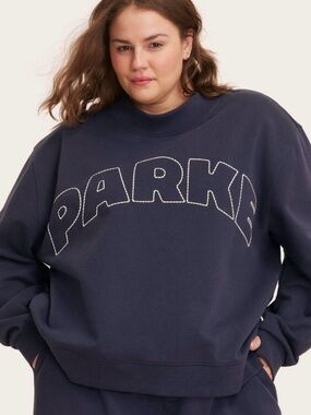 Navy Sweatshirt with White 'PARKA' Stitching
